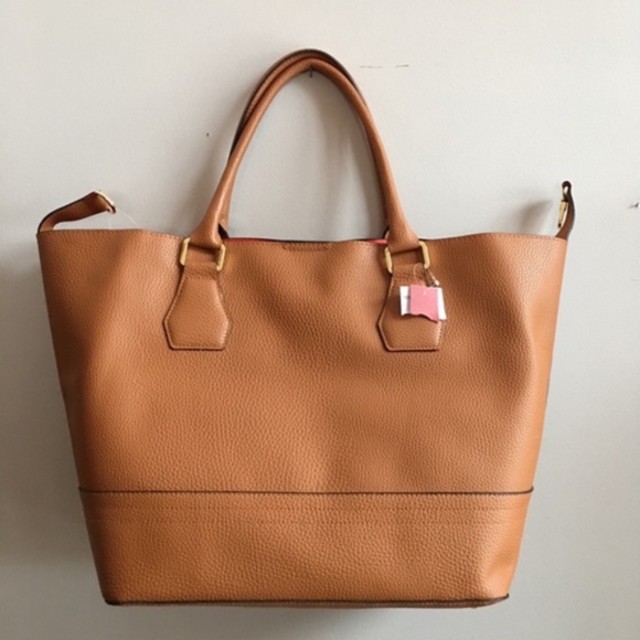 Merona Handbags - Merona NEW Large Cognac & Red Tote Bag